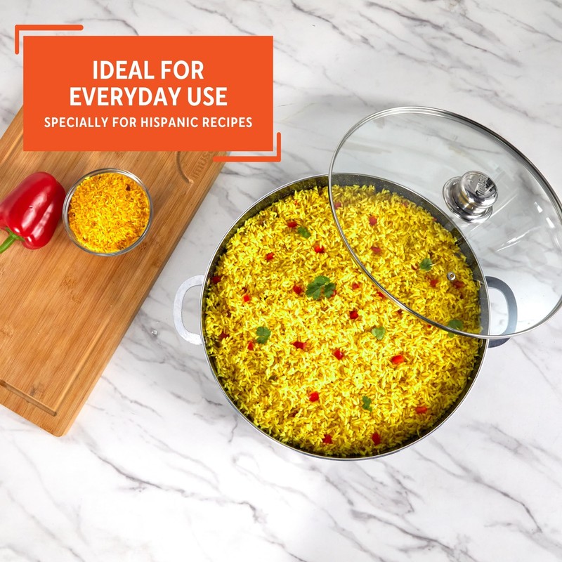 IMUSA 6.9Qt Bistro Ceramic Nonstick Caldero/Dutch Oven with Glass Lid,