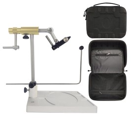 EUPHENG Riverruns Colorado Full Rotary Fly Tying Vise Rotation Resistance Adjustment Hook Sizes 26 to 4/0 (Champion Gunsmoke with a Hard Shell Vise Bag)