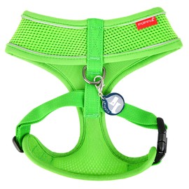 Puppia Soft Dog Harness Pro No Choke Over-The-Head Reflective Straps Triple Layered Breathable Mesh Adjustable Chest Belt and Quick-Release Buckle, Green, Medium