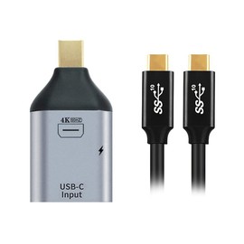 NFHK 100W 10Gbps Cable & USB-C Type C Female Source to Mini Displayport DP Sink HDTV & PD Power Adapter 4K 60hz 1080p for Phone & Laptop