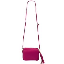 SH Leder Echtleder Umhängetasche mittel kleine Tasche Abendtasche Clutch Crossbody Bag Messenger Handtasche mit Reißverschluss 21x15cm Chiara G209 (Pink)