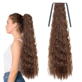 Traziewell Ponytail Extension for Fine Hair Wrap Round Hair Piece Ponytail Extension Long Curly Wrap Around Ponytail Heat Resistant Synthetic Natural Wavy Hairpiece Bridesmaid Hair Accessories 2311