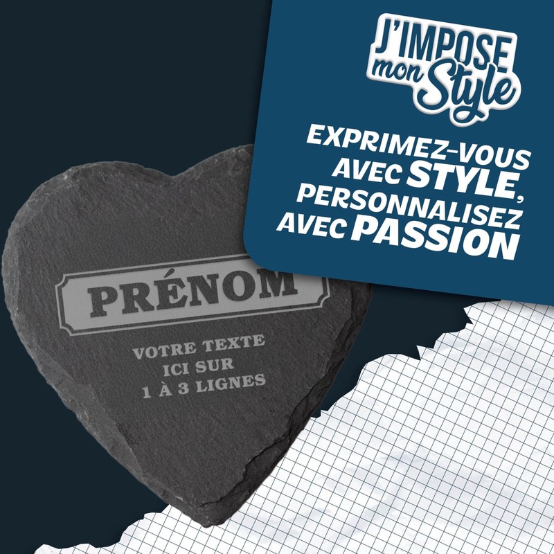 Untersetzer aus Schiefer, Herzform, personalisierbar – Pastis-Design – originelle Geschenkidee