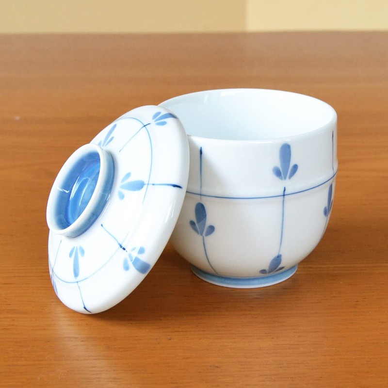 有田焼やきもの市場 Chawanmushi Cups with Lids Set of 2 Japanese Chawan