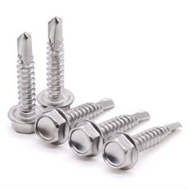 Glvaner #10 x 2-1/2 inch (M4.8 x 65mm) Stainless Steel Flanged Washer Hex Head Self Drilling Screws, 410 Stainless Steel, Self Tapping Screws Sheet Metal Screws, Hex Drive Size, Pack of 20