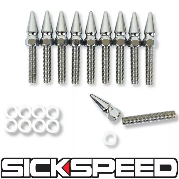 Unbranded 10 PC SPIKED CHROME INTAKE EXHAUST HEADER MANIFOLD STUD