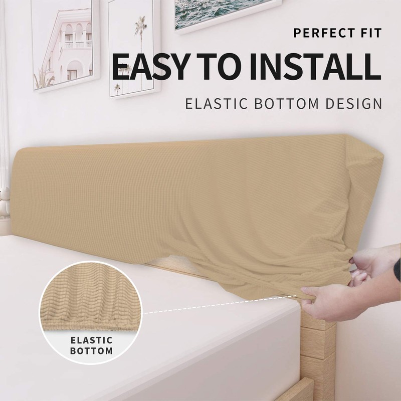 Easy-Going Stretch Bed Headboard Cover,Small Square Jacquard Headboard Slipcover, Dustproof