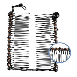 HairZing Clip | Medium Vintage Clincher Comb Tool for Thick, Thin, and Curly Hair| Stretchy Banana Hair Clips for Girls | Elastic Double Comb Clip with Black & Copper Color