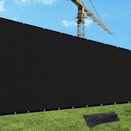 UPGRADE Privacy Screen Fence Customized 6x112 FT Black Outdoor HDPE Mesh Fabric for Construction Site Deck,Backyard,Patio with Zip Ties DZUG010