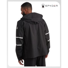 Spyder Mens Rain Jacket - Waterproof Lightweight Hooded Windbreaker, Outerwear Jacket for Golf, Hiking and Outdoor (S-XL), Size Small, Black Reflective Taping