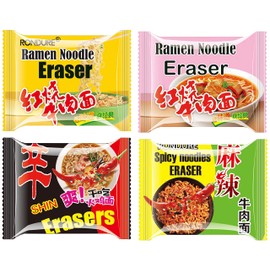 RONDURE Cute Erasers for Kids Mini Food Bulk 16 Pack Spicy Ramen Noodles Erasers for Students Classroom Rewards