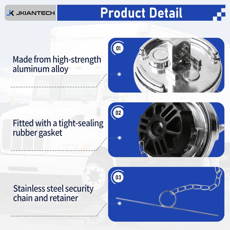 JKIANTECH 4" Non-Locking Diesel Fuel Cap, Compatible with 1972-2017 Peterbilt