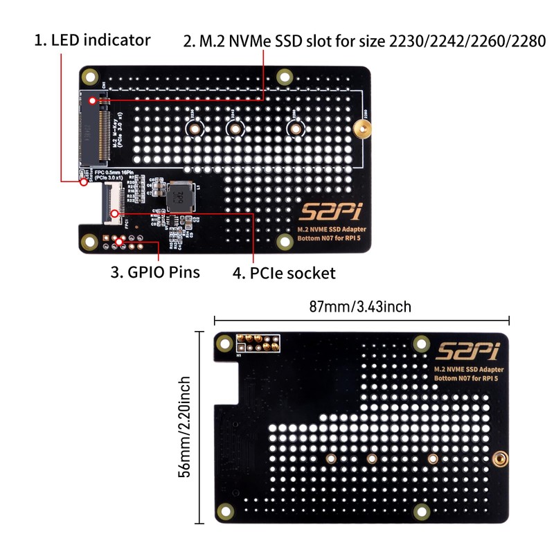 GeeekPi N07 PCIe M.2 M-Key NVMe SSD PCIe Peripheral Board