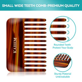 KAHEM Handmade Wide Tooth Comb for curly hair-Pocket Comb-Small Wide Tooth Comb for Long and short Hair-Detangler Comb For Wet and Dry-Professional hair cutting comb-3.74Inch
