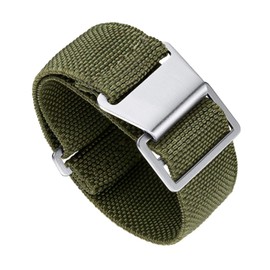 BINLUN Elastic Nylon Watch Band Navy Divers Parachute Fabric Replacement Hook-and-Loop Watch Strap 18/20/22mm(Military greens,22mm)