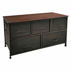 Segawe Dressers Storage Chest Organizer Tower with 5 Drawer Brown Wide Unit for Bedroom