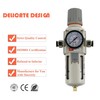 RIH Pneumatics 1/2"NPT Air Filter Pressure Regulator Combo Piggyback, 5