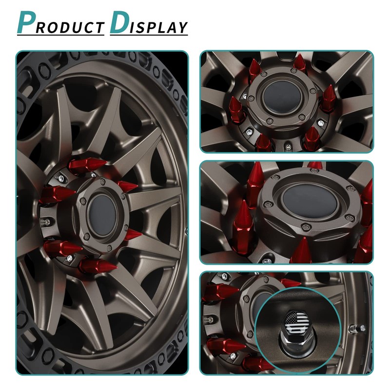 YeshineAuto M14X1.5 Spikes Lug Nuts, 24PCS Anti Theft Wheel Lug