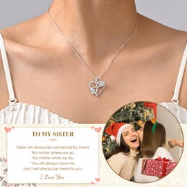 Myfresty 925 Sterling Silver Necklace for Sister Dainty Heart Rose Pendant Jewelry Gifts for Women Birthday Graduation Wedding Anniversary Valentines