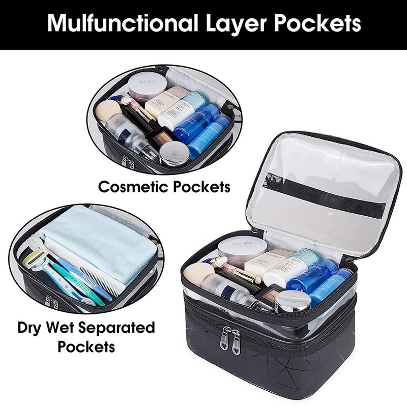 Makeup Bags Double Layer Travel Cosmetic Cases Make up Organizer