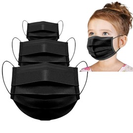 50 Mund und Nasenschutz Kinder Maske Schwarz | Masken Mundschutz - Normen 14683:2019 CE Zertifizierte Gesichtsmaske für den Medizinischen Gebrauch, Getestet für BFE≥98 3 lagige Masken, 50 Stück