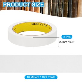 PATIKIL 0.8"x0.01" Bookbinding Tape, 22 Yard Total 2 Roll Cloth Bookbinding Repair Tape Book Binding Tape Self Adhesive for Repairing Old Books, White