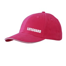 Huuraa Cappy Hat Lifeguard Lettering Unisex Cap Size with Motif for Swimming Champion Gift Idea for Friends and Family, Pink/white