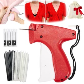 Stitch Gun,Quick Clothing Fixer Kit, Micro Stitch Gun for Clothes, Speedy Stitch Sewing Gun, Fabric Tagging Gun for Clothing with 1000 Mini Micro Fasteners & 5 Needles-RED