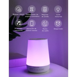 Momcozy Máquina de Sonidos Para Dormir al Bebé Adultos, 34 Sonidos para Dormir y Luz Nocturna con Control por APP Máquina de Ruidos Blancos