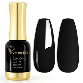 VENALISA UV Gel Polish Nail Polish Black Colours, Gel Nail Polish Soak-Off Nails Colour Gel Kit Pearly Black Gel Nail Polish for Nail Design Manicure, 12 ml