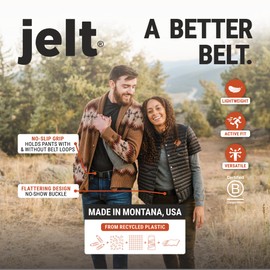 Jelt X Adjustable Elastic Magnetic Belt for Men and Women Non-Slip Grippy Gel Stretch Belt Brown