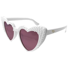 LADY&HOME - anteojos de sol para novia, anteojos de sol de corazón de perlas blancas, para despedida de soltera, accesorio de despedida de soltera, regalo para novia, Novia, Talla unica