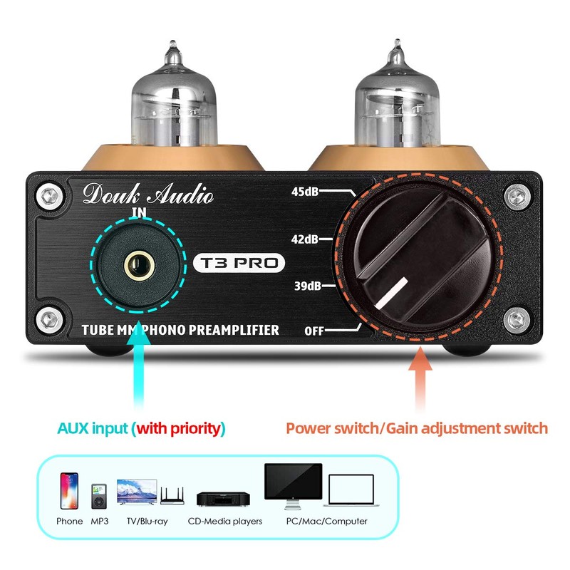 Vacuum Tube Phono Preamp, MM Turntable Preamplifier for Record Player/Home