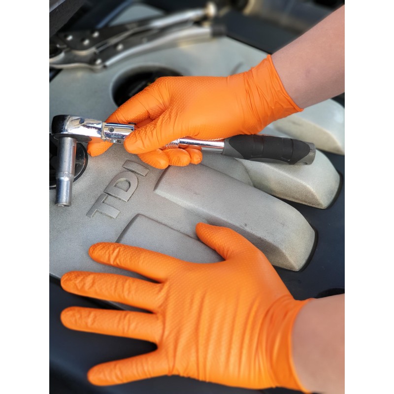 Heavy Duty Super Strong Orange Grip Nitrile Gloves PF 8