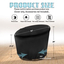 Iceberg Elf Papasan Chair Cover Waterproof,(For 52in Outdoor Papasan Chairs Black) Zipper Design, Easy To Put On And Take Off, Dust Resistant Patio Furniture Seat Covers