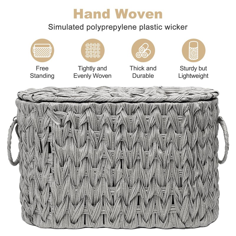 Toilet Paper Storage Basket with Lid, Narrow Bathroom Organizer for