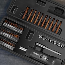 coobeast 49 Pcs Torque Screwdriver 10-70 Inch Pound Torque Screwdriver Set with S2 Bits & Sockets, 1/4” Drive Torque Wrench Screwdriver Set for Maintenance, Tools, Bike Repairing and Mounting