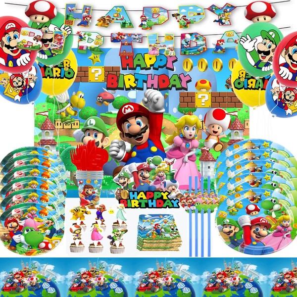 Super Bros Themed Party Decorations, Birthday Party Supplies Decorations Set-Plates