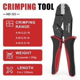 Newdeli Wire Crimping Tool for Heat Shrink Wire Connectors - AWG 22-10 Ratchet Wire Crimper Tool for Electrical Insulated Nylon Wire Terminals Heatshrink Butt Connectors Ratcheting Crimping Plier