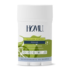 Homu | 1 Pieza Desodorante Natural en Barra Frescura Cítrica Regular - Fórmula original para todo tipo de piel (con Bicarbonato de sodio) - Cont. 55 grs. Por pieza (Frescura Cítrica Regular, 1)