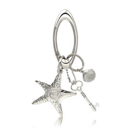 TYEOFWMN Big Starfish Bag Charms for Women Silver Shell Beach Keychain for Women Handbags Purse Charm