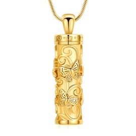 AIWENXI Cylinder Butterfly Urn Ashes Necklace for Women Men Cremation Jewelry of Loved Ones Memorial Vial Pendant Keepsake Jewellery