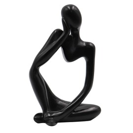 Thinker Statues and Sculptures, Resin Thinker Statue Ornaments, Abstract Style Sculptures, Housewarming Gifts, Housewarming Decorations, Living Room Dining Desk Decorations(Black Right, Small)