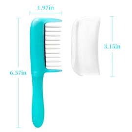 Hair Oil Applicator Comb, Hands-Clean Oiling Brush for Quick Even Application, Wide Teeth Oil Distribution Comb with 5ml Container/Scale Handle for Women/Girls Thin/Straight Hair Daily Care (Blue)