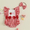 XIXIMAON Baby Girl First Birthday Outfit Red Plaid Flying Sleeve