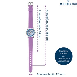 Atrium A31-108 Children's Watch Girls Analogue Quartz 5 Bar Metal Imitation Leather, purple, Strap.
