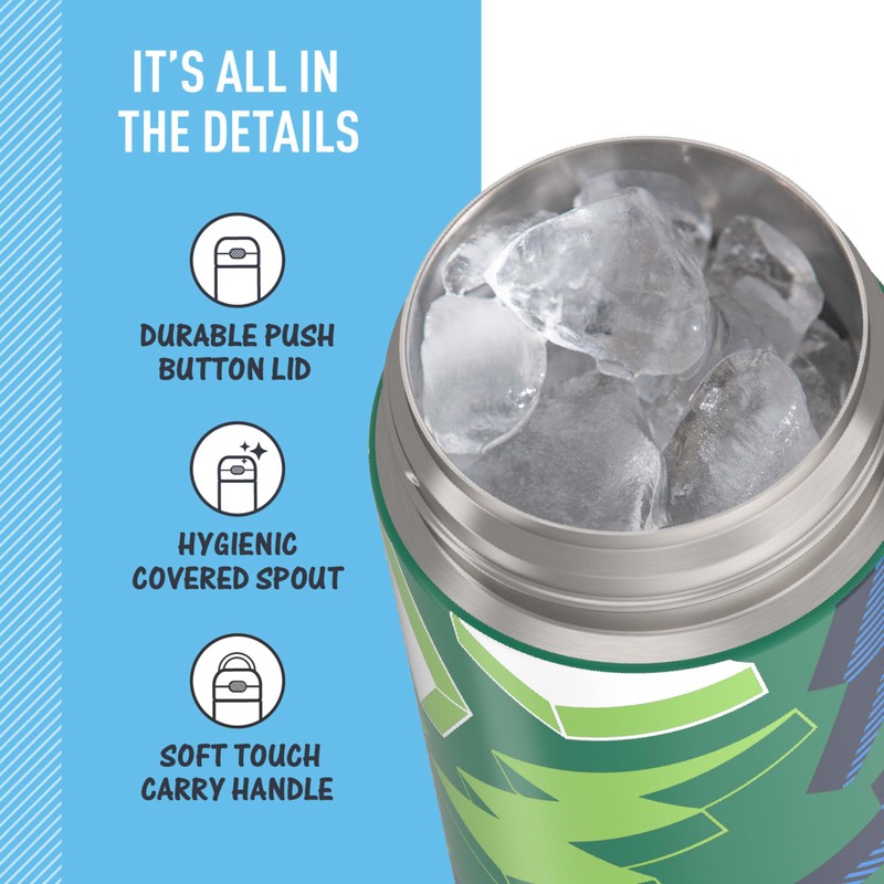 THERMOS FUNTAINER 16 Ounce Stainless Steel Bottle, Lightning Bolt Boy