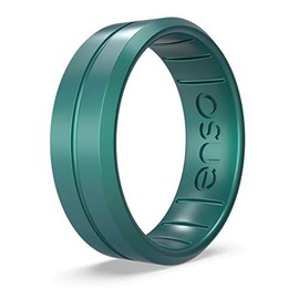Enso Rings Classic Contour Silicone Ring – Stackable Multi Color Unisex Wedding Engagement Band – Thin Minimalist Band – 7.24mm, 1.9mm Thick (Peacock Quartz, 13)