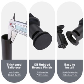 WOWOW Bathroom Sink Drain - Pop Up Drain Stopper for Bathroom Sink and RV Sink - Oil Rubbed Bronze Vessel Sink Drain with Overflow