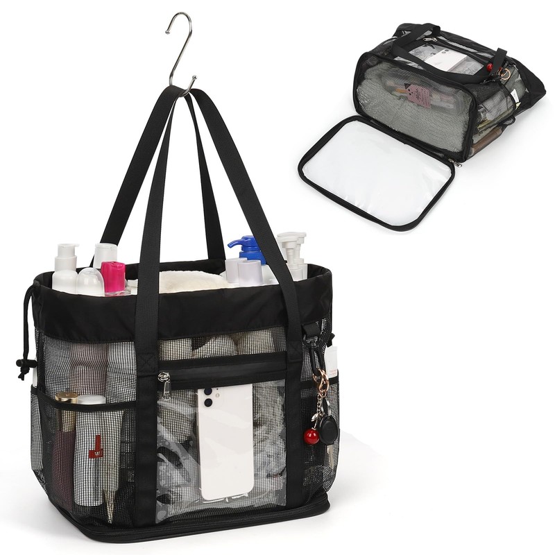 Large Shower Caddy Portable, Mesh Shower Caddy with Hook, Hanging